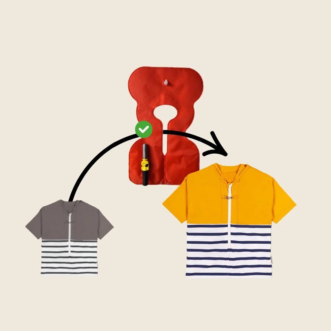 Le flotteur se glisse dans le t-shirt